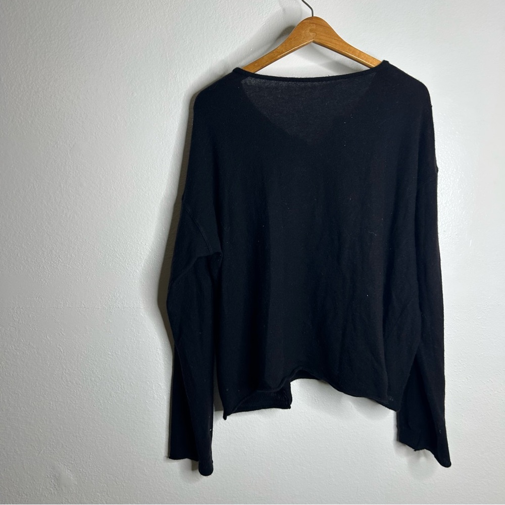 100% Cashmere Black Pullover Sweater Oversized Flawed - Picture 3 of 12